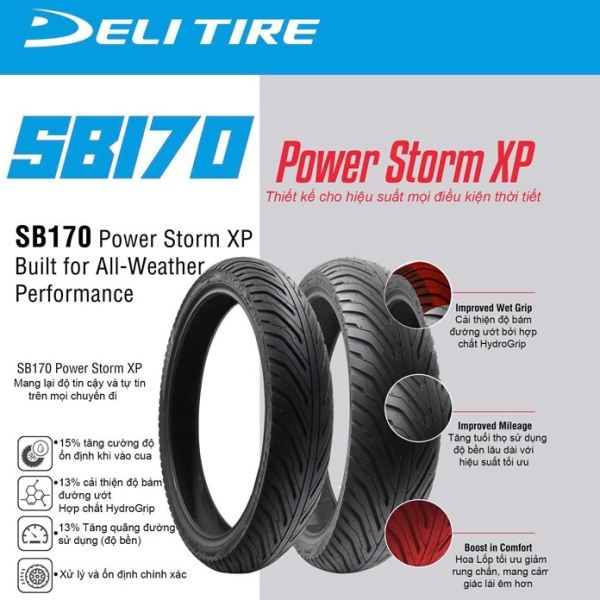 Vỏ xe Deli SB 170 Power Storm XP 70/90-17