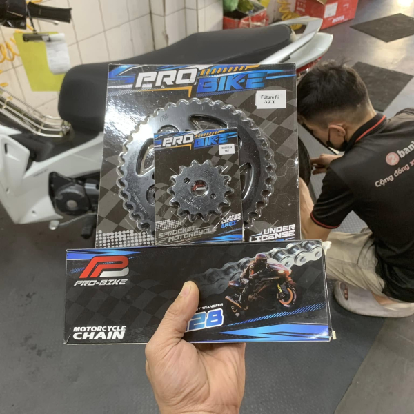 Bộ nhông sên dĩa Pro-Bike cho Future Fi 14T - 37T- Sên 428S 108L (sên tán đúc)