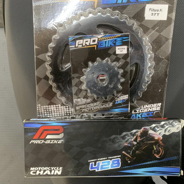 Bộ nhông sên dĩa Pro-Bike cho Future Fi 14T - 37T- Sên 428S 108L (sên tán đúc)