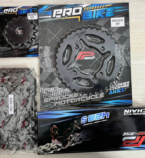 Bộ nhông sên dĩa Pro-Bike cho Sirius 15T - 36T- Sên 428S 108L (sên tán đúc)