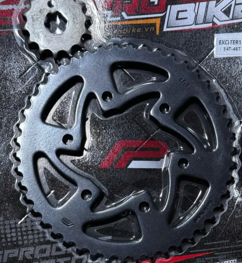Bộ nhông sên dĩa Pro-Bike tán đúc vàng đen cho Exciter 155 (46T) 428HS