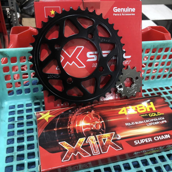 Bộ nhông sên dĩa X1R cho Exciter 135 (114L, Đen)