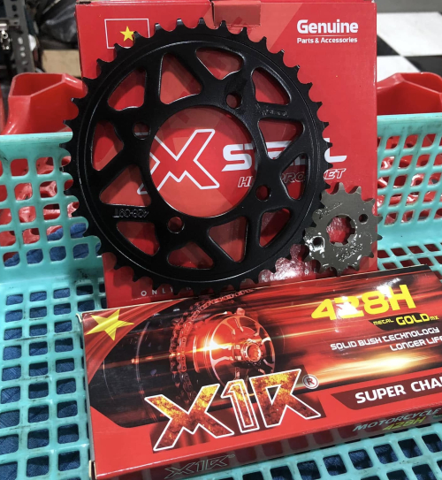 Bộ nhông sên dĩa X1R cho Exciter 135 (114L, Đen)