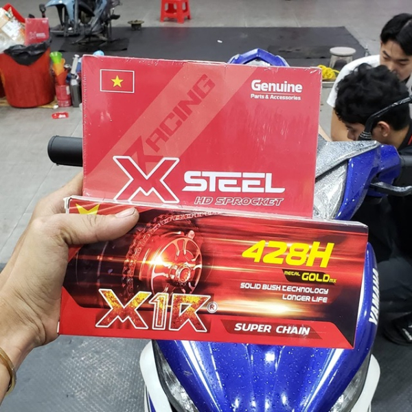 Bộ nhông sên dĩa X1R cho Exciter 135 (114L, Vàng - Crom)