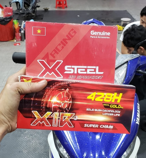 Bộ nhông sên dĩa X1R cho Exciter 135 (114L, Vàng - Crom)