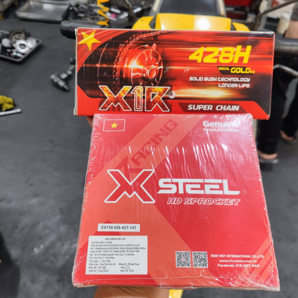 Bộ nhông sên dĩa X1R cho Exciter 150 (122L, Đen)
