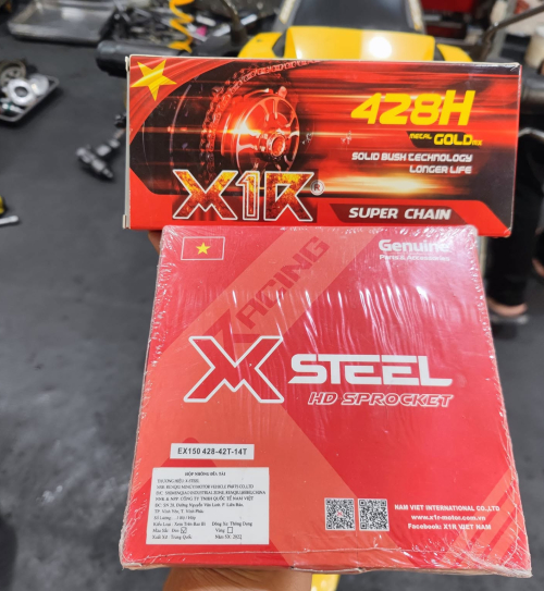 Bộ nhông sên dĩa X1R cho Exciter 150 (122L, Đen)