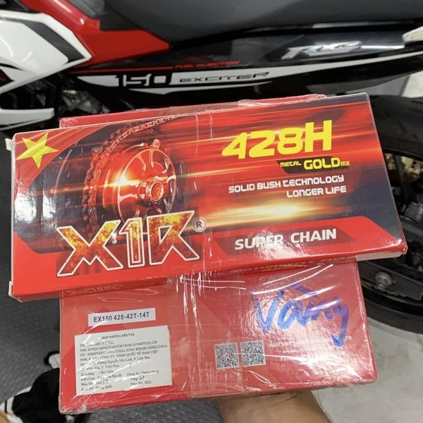 Bộ nhông sên dĩa X1R cho Exciter 150 (122L, Vàng)