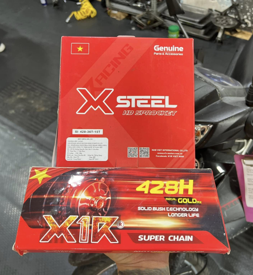 Bộ nhông sên dĩa X1R cho Sirius (114L, Vàng)