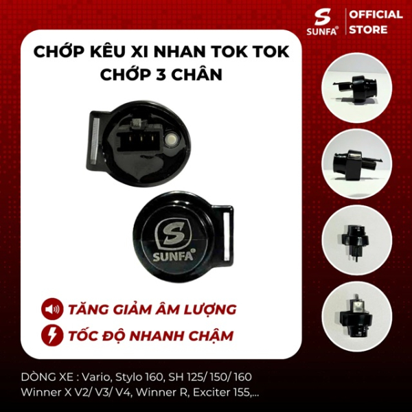 Cục chớp xinhan kêu tok tok Sunfa 3 chân dành cho xe tay ga