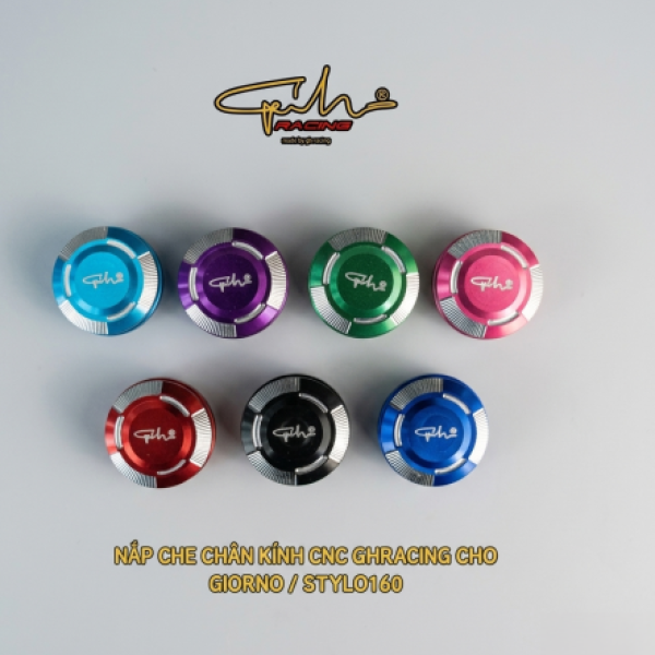 Nút che chân kính GH Racing nhôm CNC cho Stylo, Scoopy, Giorno, Vision, AB...