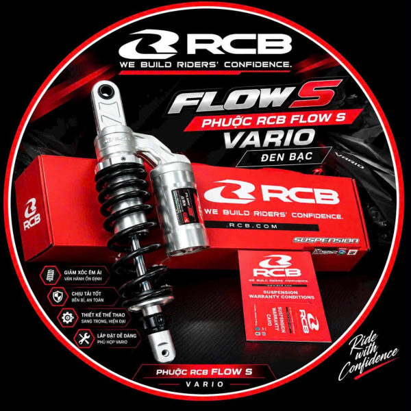 Phuộc RCB Flow S cho Vario, Click 125/150 màu crom chính hãng
