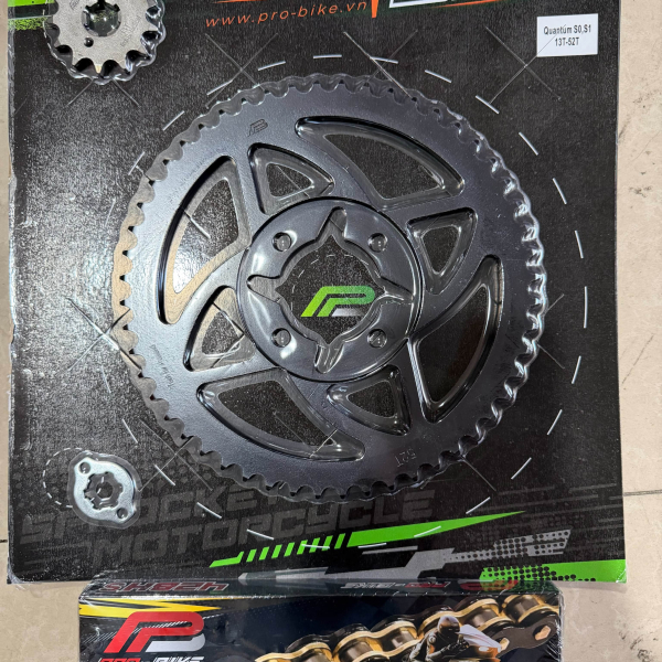 Bộ nhông sên dĩa Pro-Bike cho Datbike Quantum S0, S1 (sên vàng đen)