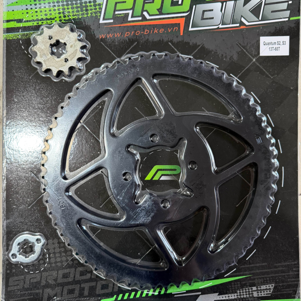 Bộ nhông sên dĩa Pro-Bike cho Datbike Quantum S2, S3 (sên vàng đen)