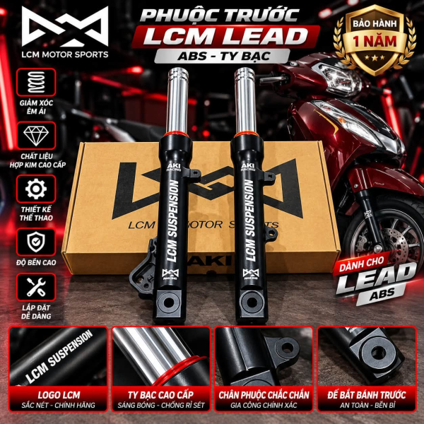 Phuộc trước LCM ty bạc cho Honda Lead ABS
